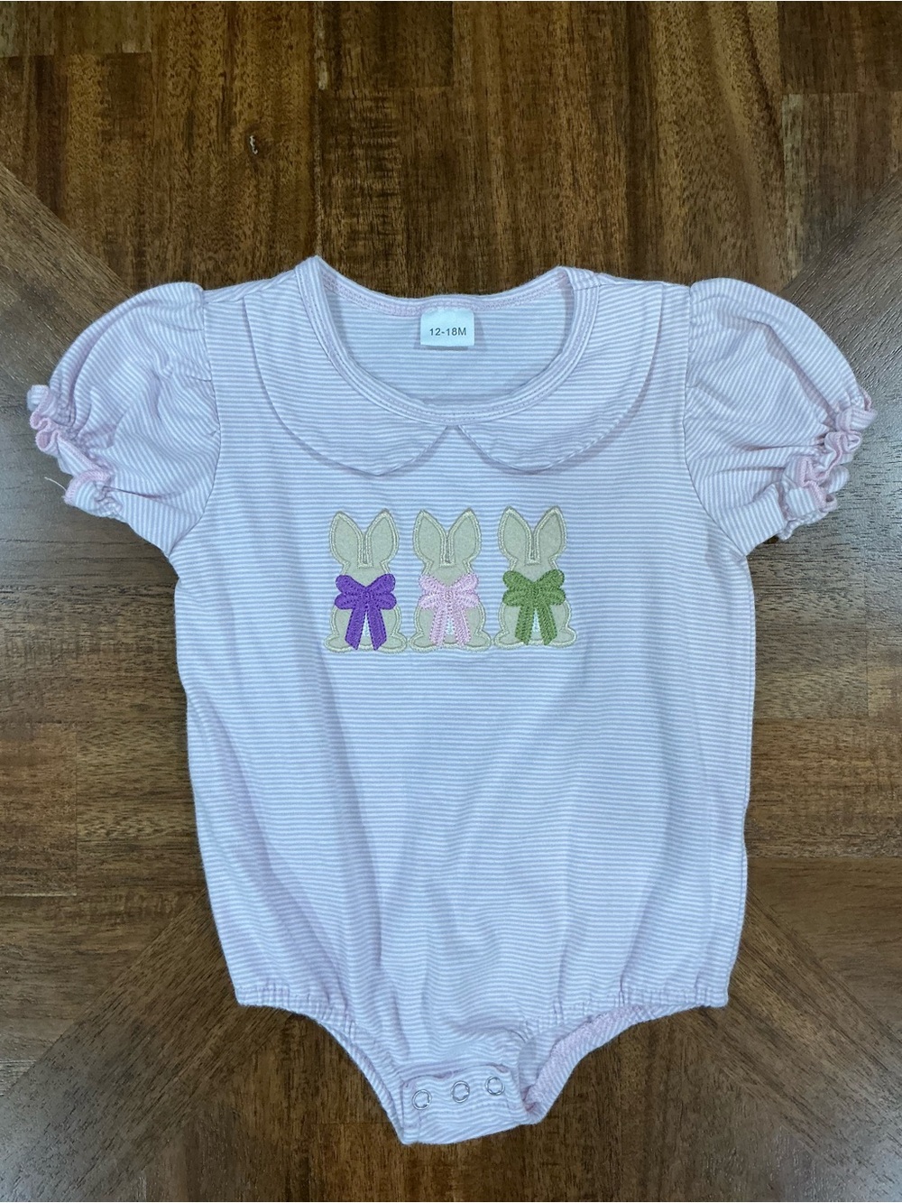 12-18 Monthe Purple Striped Baby Bunny Bodysuit Bubble